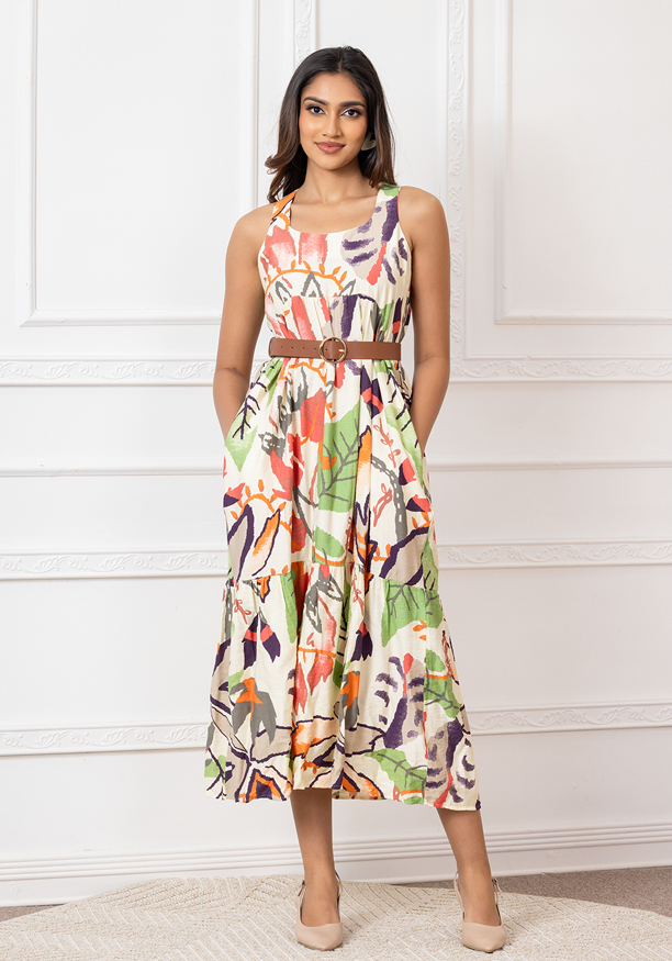 ADRIYANA RED MIX LONG DRESS